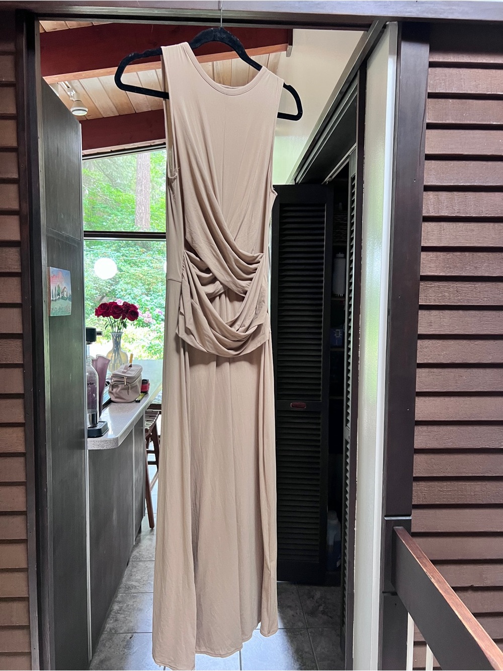 Sleeveless Beige Drape Maxi Dress - rag and bone